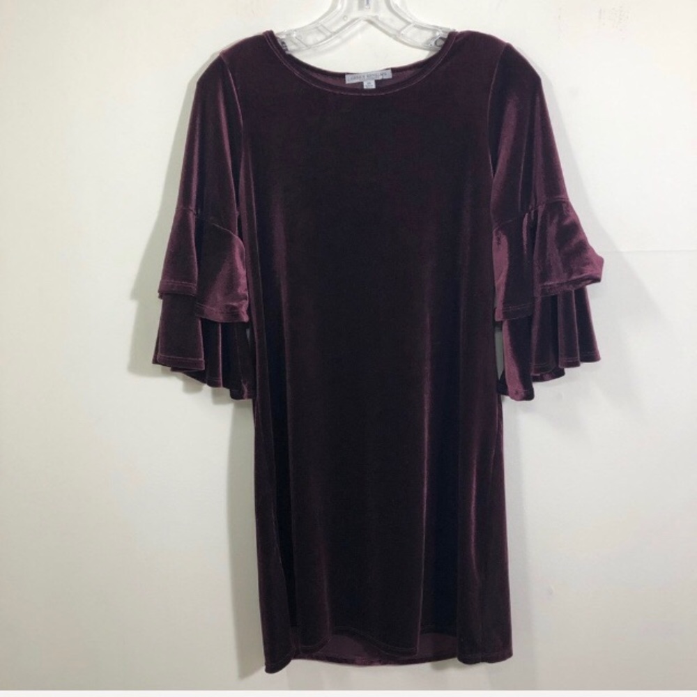 Green Envelope Velvet Bell Sleeve Mini Dress | XS
